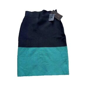 BCBG MAXAZRIA Women's Bandage Bodycon Pencil Skirt Black & Teal Size XXS NWT
